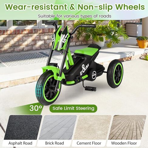 BABY JOY Kids Tricycle, 3-Wheel Toddler Bike with Foot Pedals, Forward/Backward, Toddler Tricycle Ride on Trike with Steering Handlebars, Toy Gift for Boys Girls Aged 3+ (Green) in Saudi Arabia