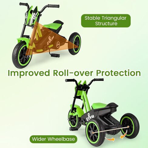 BABY JOY Kids Tricycle, 3-Wheel Toddler Bike with Foot Pedals, Forward/Backward, Toddler Tricycle Ride on Trike with Steering Handlebars, Toy Gift for Boys Girls Aged 3+ (Green) in Saudi Arabia