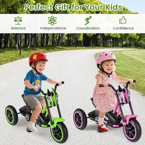 BABY JOY Kids Tricycle, 3-Wheel Toddler Bike with Foot Pedals, Forward/Backward, Toddler Tricycle Ride on Trike with Steering Handlebars, Toy Gift for Boys Girls Aged 3+ (Green) in Saudi Arabia