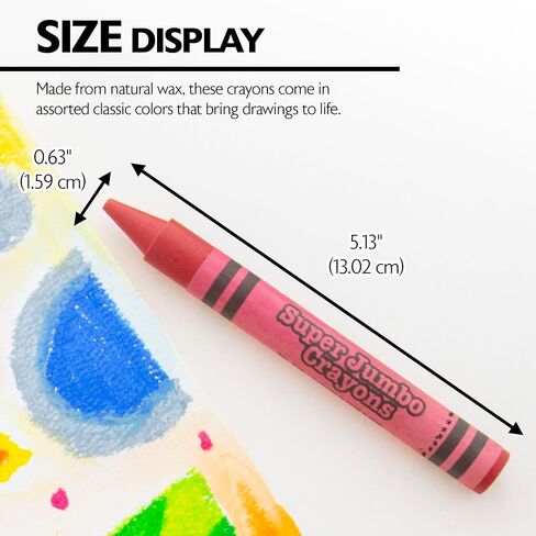 BAZIC Crayons Super Jumbo 8 Color, Assorted Coloring Crayon Set, Non Toxic Drawing Crayons for School Art, Gift for Kids Artist (8/Pack), 1-Pack in Kuwait