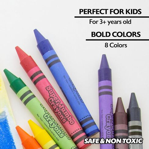 BAZIC Crayons Super Jumbo 8 Color, Assorted Coloring Crayon Set, Non Toxic Drawing Crayons for School Art, Gift for Kids Artist (8/Pack), 1-Pack in Kuwait
