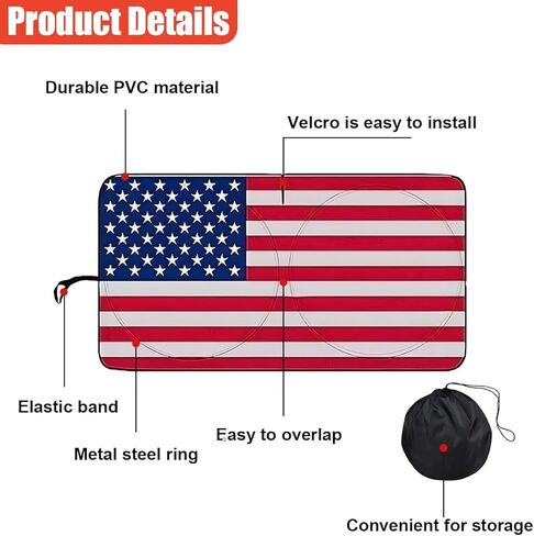 American Flag Car Windshield Sun Shade, Foldable Car Front Window Sunshade for Cars SUV Truck, Auto Interior Sun Protection Cover, Blocks UV Rays & Keeps Your Vehicle Cool (Red, XL) in Saudi Arabia