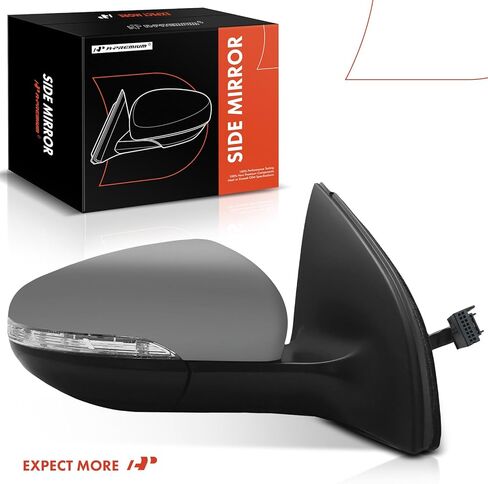 مرآة باب كهربائية جانبية للركاب من A-Premium - متوافقة مع Volkswagen Golf/GTI 2010-2014، Golf R 2012-2013 - مرآة رؤية خلفية خارجية قابلة للطي باللون الأسود مع إشارة الانعطاف وضوء البركة in Kuwait