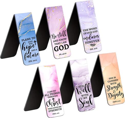 6 Pieces Bookmark, Bible Verse Magnetic Bookmarks for Women Men Book Lovers, Pastel Design Religious Scripture Book Accessories Bookmaker, Christian Gifts for Reading Lovers 1 in Saudi Arabia