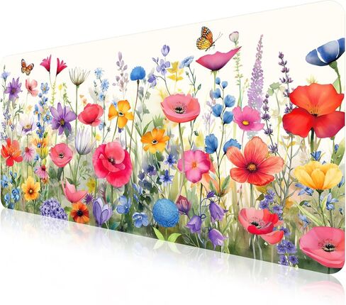 Geyoga Large Mouse Pad Floral Desk Mat for Desktop 31.5 x 15.7 Extended Gaming Mousepad Computer Laptop Desk Protector Keyboard Mouse Pad for Woman Christmas Holiday Gifts Work Office Home Decor in Saudi Arabia