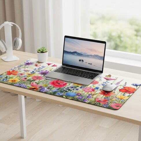 Geyoga Large Mouse Pad Floral Desk Mat for Desktop 31.5 x 15.7 Extended Gaming Mousepad Computer Laptop Desk Protector Keyboard Mouse Pad for Woman Christmas Holiday Gifts Work Office Home Decor in Saudi Arabia