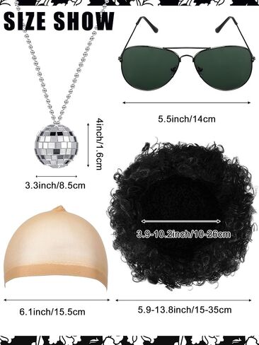 Mepase 6 Pcs Men 70s Disco Costumes Include Retro Shirt Bell Bottom Pants Wig Sunglasses Necklace Wig Cap for Disco Party in Saudi Arabia