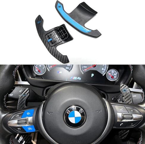 مبدلات مجداف السيارة من ألياف الكربون لسيارة BMW G20 G30 F20 F30 F34 F12 F01 F48 F25 F26 F15 F16 2017 2018 2019، مجاذيف عجلة القيادة (أزرق) in Kuwait