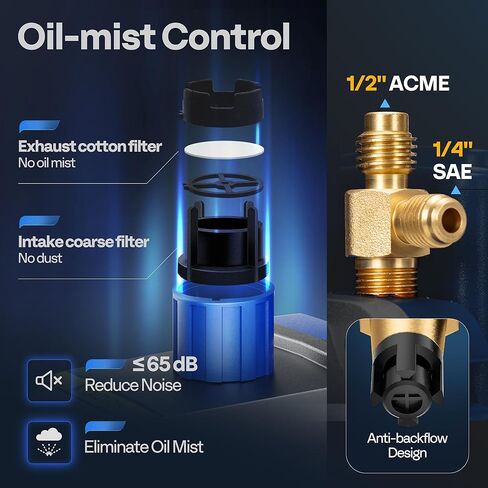 VIVOHOME 1/2 HP 5 CFM 110V Dual Stage HVAC Vacuum Pump, Sparkless Motor for R32 R1234yf R134a R22 R410a Systems, Auto AC Vacuum Pump for Air Conditioner Servicing Resin Degassing with 2 Oil Bottles in Kuwait