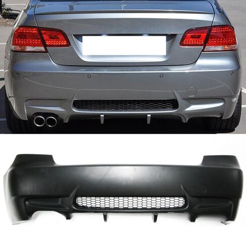 IKON MOTORSPORTS, Rear Bumper Cover Compatible With 2007-2013 BMW E92 E93, M3 Style Rear Bumper Conversion Guard Diffuser Single Exhaust 2008 2009 2010 2011 2012 in Saudi Arabia