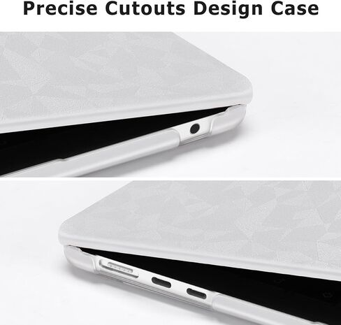 MOSISO Compatible with MacBook Air 13 inch Case 2025 2024 2023 2022 M4 A3240 M3 A3113 M2 A2681, Anti-Fingerprint Polygonal Texture PU Leather Coated Hard Shell Case&Keyboard Cover&Screen Flim, Silver in Saudi Arabia