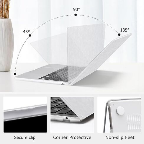 MOSISO Compatible with MacBook Air 13 inch Case 2025 2024 2023 2022 M4 A3240 M3 A3113 M2 A2681, Anti-Fingerprint Polygonal Texture PU Leather Coated Hard Shell Case&Keyboard Cover&Screen Flim, Silver in Saudi Arabia