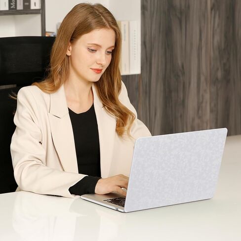 MOSISO Compatible with MacBook Air 13 inch Case 2025 2024 2023 2022 M4 A3240 M3 A3113 M2 A2681, Anti-Fingerprint Polygonal Texture PU Leather Coated Hard Shell Case&Keyboard Cover&Screen Flim, Silver in Saudi Arabia