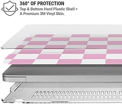Skinit Case + Skin Compatible with MacBook Pro 16in (2019-20) Originally Designed Pink and White Checkerboard Design in Saudi Arabia