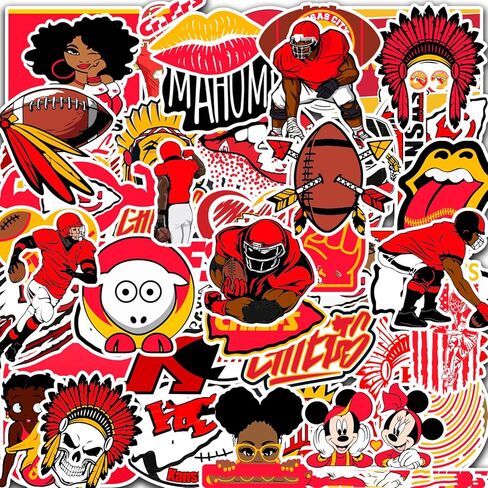 35 PCS Kansas City Stickers Decal for Chiefs Stickers Pack Football Stickers for Water Bottle, Laptop, Bicycle, Computer, Motorcycle, Travel Case, Car Decal Decoration Sticker in Saudi Arabia