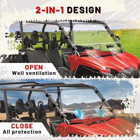 StarknightMT Viking Full Windshield Scratch Resistant Front Windshield Compatible with 2014-2024 Yamaha Viking/Viking VI Clear Front Window PC Hard Windshield Accessories in Kuwait