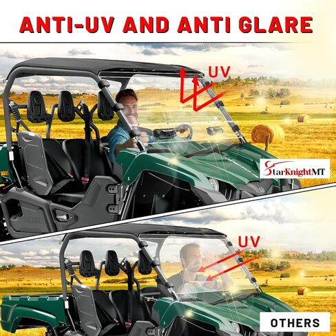 StarknightMT Viking Full Windshield Scratch Resistant Front Windshield Compatible with 2014-2024 Yamaha Viking/Viking VI Clear Front Window PC Hard Windshield Accessories in Kuwait