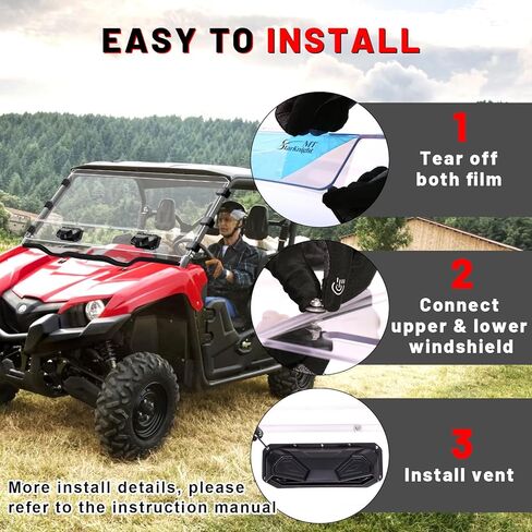 StarknightMT Viking Full Windshield Scratch Resistant Front Windshield Compatible with 2014-2024 Yamaha Viking/Viking VI Clear Front Window PC Hard Windshield Accessories in Kuwait