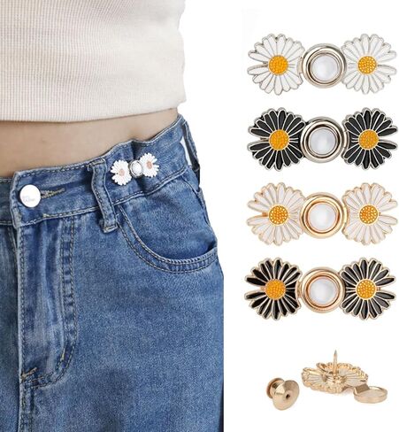 4 Pack Pant Waist Tightener Adjustable Detachable Jean Buttons for Loose Jeans Daisy Jeans Pins Ants Waist Adjuster Buttons in Saudi Arabia