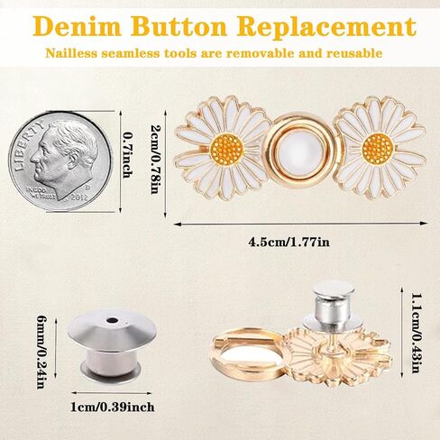 4 Pack Pant Waist Tightener Adjustable Detachable Jean Buttons for Loose Jeans Daisy Jeans Pins Ants Waist Adjuster Buttons in Saudi Arabia