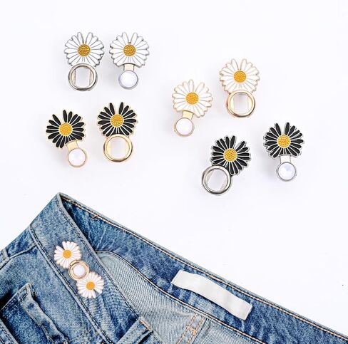4 Pack Pant Waist Tightener Adjustable Detachable Jean Buttons for Loose Jeans Daisy Jeans Pins Ants Waist Adjuster Buttons in Saudi Arabia