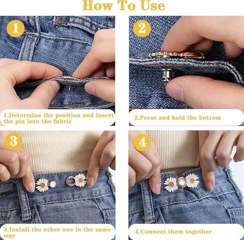 4 Pack Pant Waist Tightener Adjustable Detachable Jean Buttons for Loose Jeans Daisy Jeans Pins Ants Waist Adjuster Buttons in Saudi Arabia