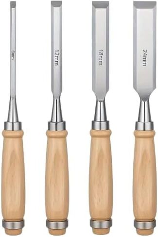 Steel Woodworking Chisels Flat Steel Chisel Beech Handle, 4-Piece Woodworking Chisel Set, Carving Tool Set in Saudi Arabia
