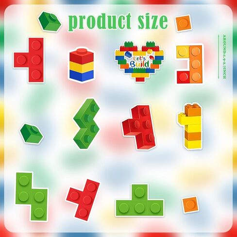100PCS Building Block Stickers Building Block Party Favors Supplies Gift Decorations Colorful Bricks Sticker for Toy Brick Lover Gift in Kuwait