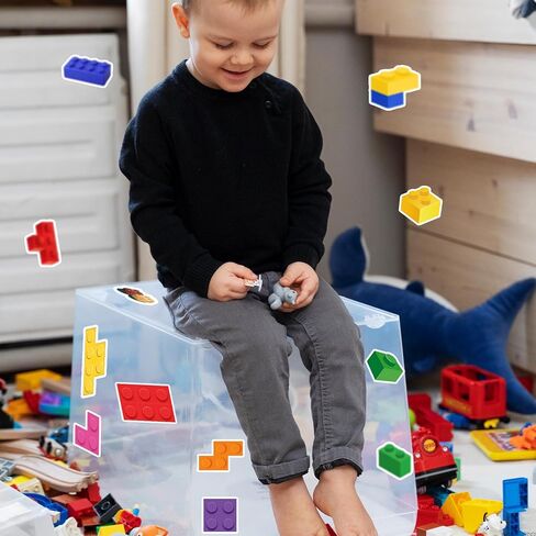 100PCS Building Block Stickers Building Block Party Favors Supplies Gift Decorations Colorful Bricks Sticker for Toy Brick Lover Gift in Kuwait
