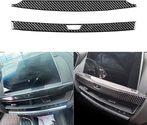 Real 3K Black Carbon Fiber Car Central Console Navigation Screen Control Button Panel Strip Trim ​Sticker Auto Interior Accessories Compatible with Cadillac CT5/CT5-V/CT5-V Blackwing 2019-2024 in Saudi Arabia