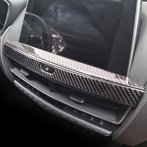Real 3K Black Carbon Fiber Car Central Console Navigation Screen Control Button Panel Strip Trim ​Sticker Auto Interior Accessories Compatible with Cadillac CT5/CT5-V/CT5-V Blackwing 2019-2024 in Saudi Arabia