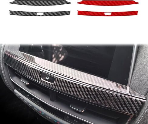 Real 3K Black Carbon Fiber Car Central Console Navigation Screen Control Button Panel Strip Trim ​Sticker Auto Interior Accessories Compatible with Cadillac CT5/CT5-V/CT5-V Blackwing 2019-2024 in Saudi Arabia