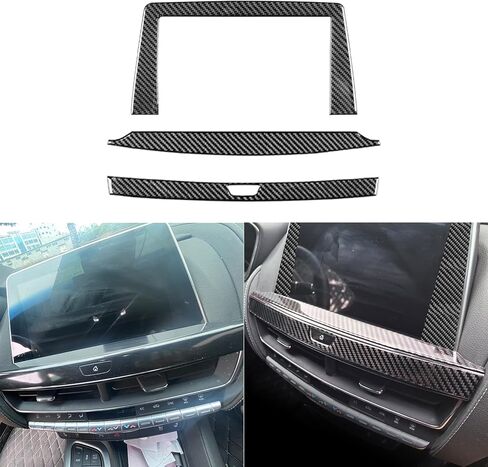 Real 3K Black Carbon Fiber Car Central Console Navigation Screen Control Button Panel Strip Trim ​Sticker Auto Interior Accessories Compatible with Cadillac CT5/CT5-V/CT5-V Blackwing 2019-2024 in Saudi Arabia