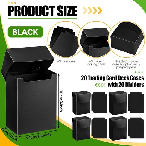 40-Piece Deck Card Boxes with 20 Dividers - Includes 20 Trading Card Deck Cases with 20 Dividers - Storage Organizer for Trading, Family, Party Games in Kuwait