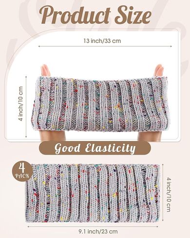 Geyoga 4 Pcs Winter Headbands for Women Knit Ear Warmer Knit Headband Women Head Wraps with Plush Lining for Cold Weather in Saudi Arabia
