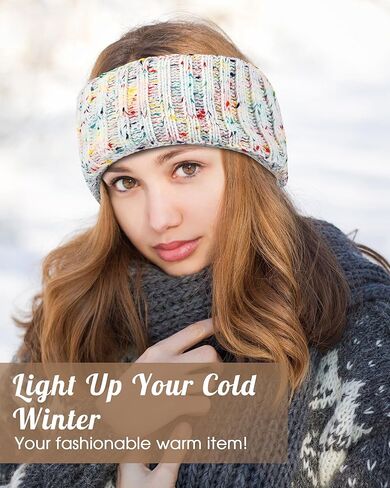 Geyoga 4 Pcs Winter Headbands for Women Knit Ear Warmer Knit Headband Women Head Wraps with Plush Lining for Cold Weather in Saudi Arabia