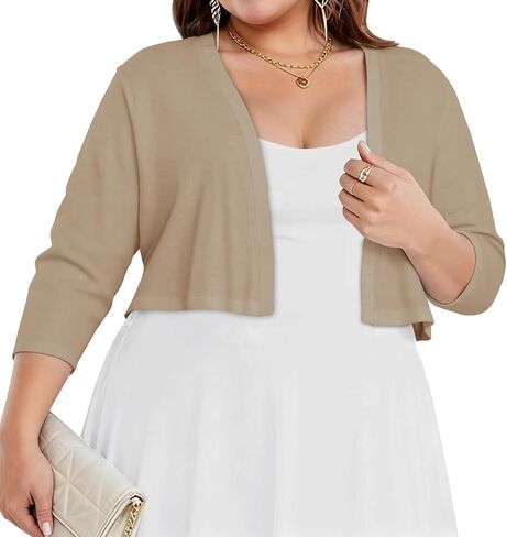 Plus Size Shrugs for Women Cropped Cardigan Knit Sweaters Open Front Bolero in Kuwait