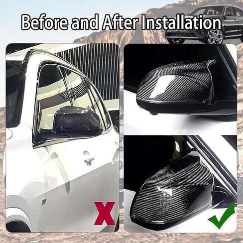 Real Carbon Fiber Side Rear Mirror Covers Caps Compatible with 2022 2021 2020 2019 2018 BMW X3 X4 X5 G01 G02 G05 Rearview Mirror Guard Cap Direct Replacement (X3 Side Mirror Cover) in Saudi Arabia