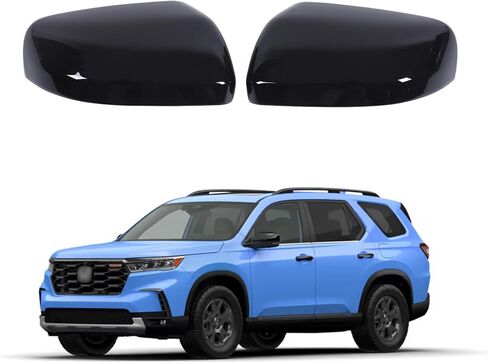 غطاء مرآة الرؤية الخلفية للباب الخارجي لسيارة Honda Pilot 2023-2025/ Passport 2026، أغطية حماية لغطاء مرآة الرؤية الخلفية لجسم السيارة، زخرفة قولبة لمرايا الأبواب، ABS (أسود لامع) in Saudi Arabia