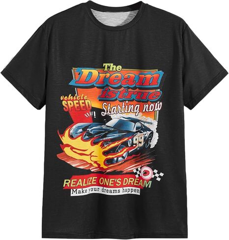 تي شيرت رجالي من SOLY HUX بأكمام قصيرة تي شيرت مطبوع عليه حروف صيفي كاجوال تي شيرت أسود برسومات استوائية L in Kuwait