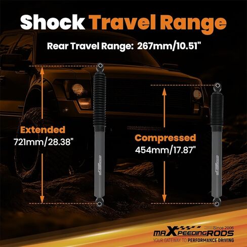 صدمات خلفية مرفوعة 0-2.5 بوصة من maXpeedingrods لنيسان تيتان 4WD 2004-2015، 2017-2024، سلسلة G1 مطورة in Saudi Arabia