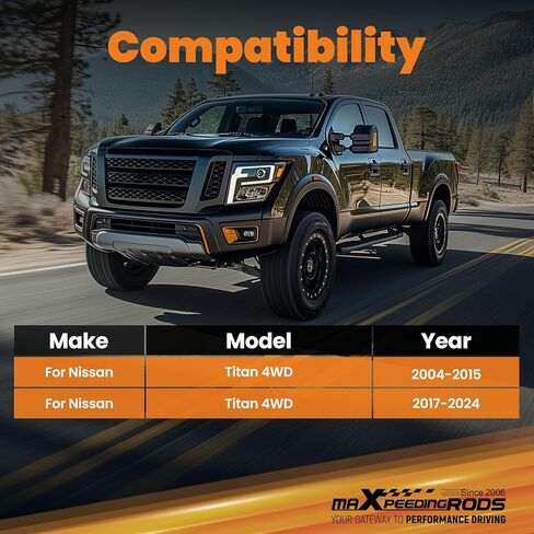 صدمات خلفية مرفوعة 0-2.5 بوصة من maXpeedingrods لنيسان تيتان 4WD 2004-2015، 2017-2024، سلسلة G1 مطورة in Saudi Arabia