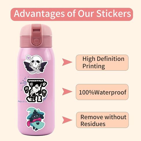 200 قطعة من ملصقات Undertale لديكور الفصول الدراسية للأطفال، زجاجة مياه، مكافآت للمعلمين، ملصق كمبيوتر محمول جمالي مقاوم للماء للمراهقات والبنات والأطفال والبالغين in Kuwait