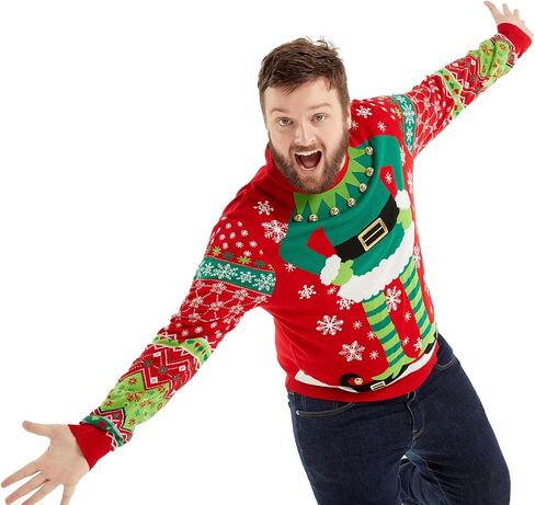 OFF THE RACK Christmas Sweater for Women, Unisex Men's Ugly Xmas Pullover Festive Knitted for PartyRudy Be FierceLarge in Saudi Arabia