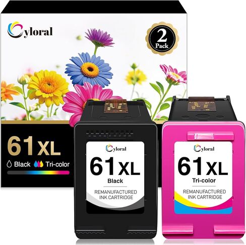 61XL Ink Cartridge for HP Envy 4500 5530 4502 5535 5534 Officejet 2620 4630 4635 Deskjet 1000 1010 1510 2510 2540 3000 Printer Remanufactured for HP Ink 61 XL Black and Color Combo Pack in Kuwait