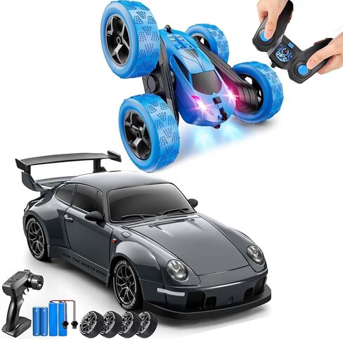 2 حزمة من سيارات RC Drift & Stunt Cars، سيارة تحكم عن بعد بمقياس 1:24، سيارة انجراف RC عالية السرعة 4WD مع أضواء LED، تقلب 360 درجة، 2.4 جيجا هرتز، 20 كم/ساعة، بطاريات USB-C، هدية للبالغين والفتيان والفتيات in Saudi Arabia