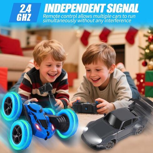 2 حزمة من سيارات RC Drift & Stunt Cars، سيارة تحكم عن بعد بمقياس 1:24، سيارة انجراف RC عالية السرعة 4WD مع أضواء LED، تقلب 360 درجة، 2.4 جيجا هرتز، 20 كم/ساعة، بطاريات USB-C، هدية للبالغين والفتيان والفتيات in Saudi Arabia