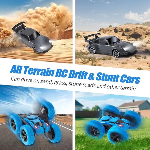 2 حزمة من سيارات RC Drift & Stunt Cars، سيارة تحكم عن بعد بمقياس 1:24، سيارة انجراف RC عالية السرعة 4WD مع أضواء LED، تقلب 360 درجة، 2.4 جيجا هرتز، 20 كم/ساعة، بطاريات USB-C، هدية للبالغين والفتيان والفتيات in Saudi Arabia
