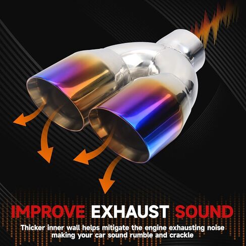 طرف عادم مزدوج LCGP مدخل 2.5 بوصة مخرج 3.5 بوصة عالمي للسيارة من الفولاذ المقاوم للصدأ قطع زاوية 2 عبوة من أنبوب العادم (يسار ويمين) in Kuwait