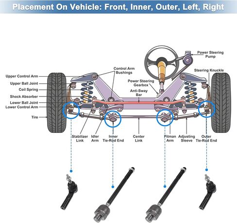 X AUTOHAUX 4pcs Front Inner Outer Tie Rod Ends Kit Suspension Steering Tie Rod End for Dodge Dakota Durango Drag Link No.EV432/ES3572/ES3573 in Saudi Arabia